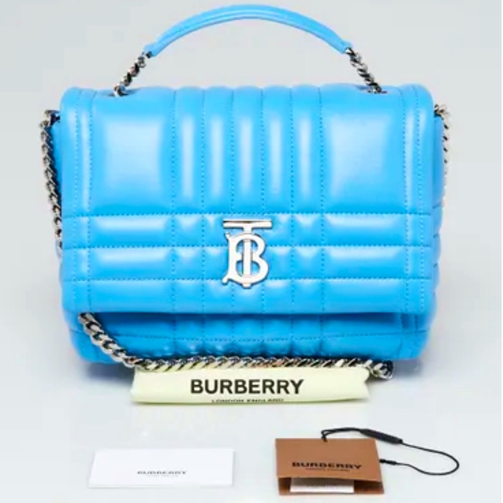 BURBERRY LOLA Medium Blue Leather Quilted Bag